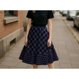 Cato Midi Skirt Size 20W Purple Polka Dot Black Pleated With Zip Lined